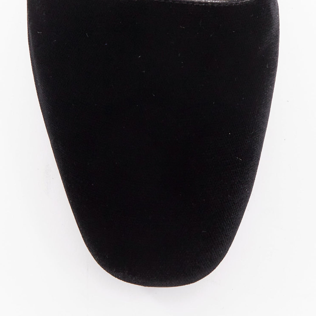 THE ROW Ava Mary Jane black velvet stone obsidian gold hardware flats EU37.5