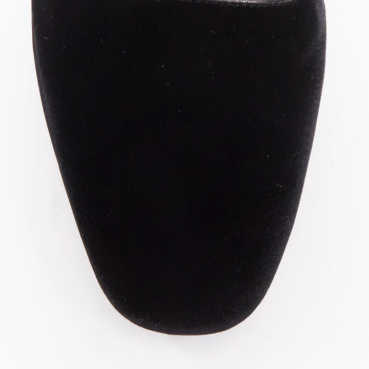 THE ROW Ava Mary Jane black velvet stone obsidian gold hardware flats EU37.5
