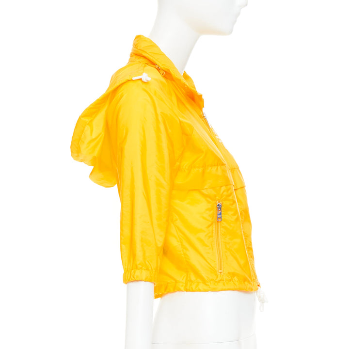 PRADA 2021 Re-nylon citron yellow white logo cropped jacket windbreaker IT38 XS