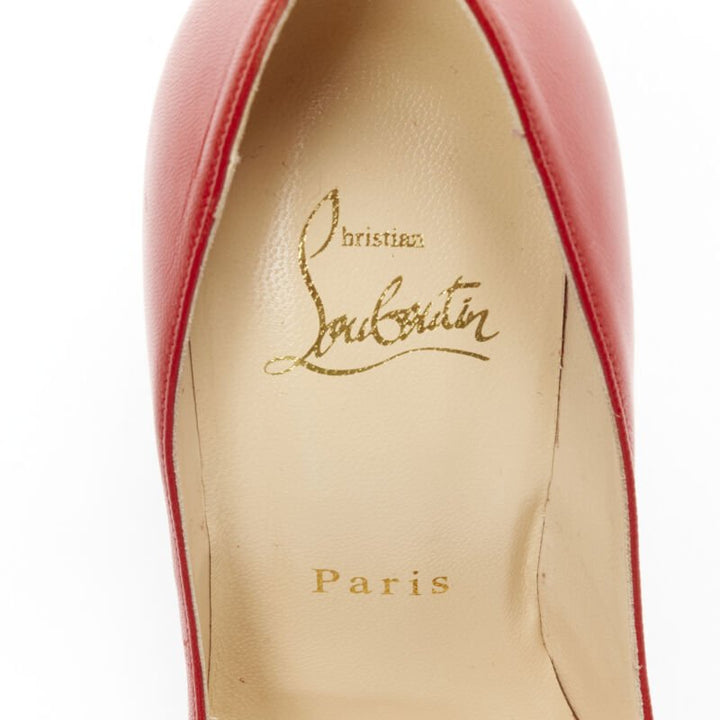 CHRISTIAN LOUBOUTIN Kate 100 lipstick red leather pointy pigalle high pump EU36