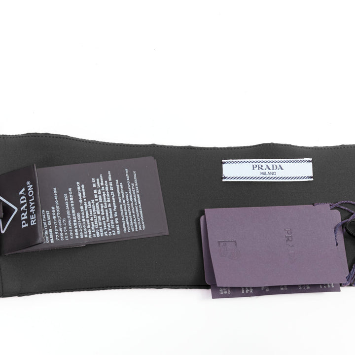 PRADA Re-Nylon black triangle logo plate strapless bustier tube top IT42 M