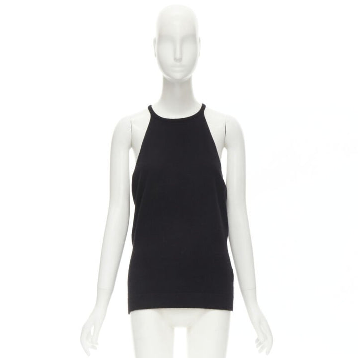 LOEWE Vintage 100% cashmere black knit racer back vest top S