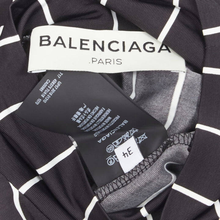 BALENCIAGA 2016 black white vertical stripe 2-way tie sleeve turtleneck top XS