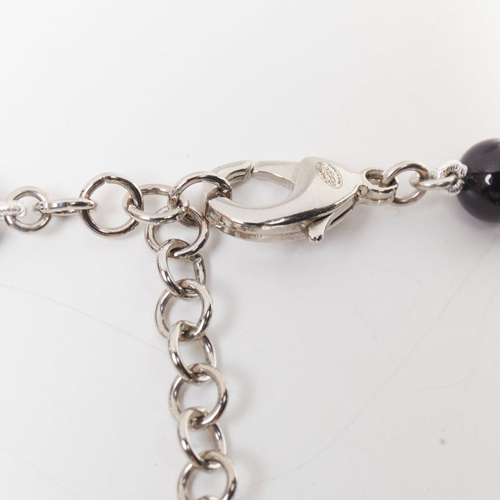 CHANEL C23C crystal CC logo sun moon black white beads long necklace