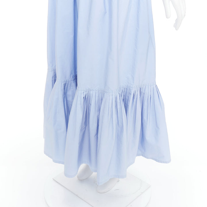 SALVATORE FERRAGAMO Runway light blue strapless bodice long dress IT38 XS