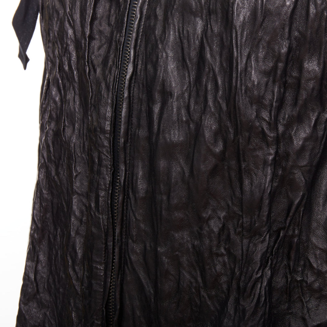 PRADA 2011 Vintage black 100% lambskin crinkled hooded jacket IT36 XXS