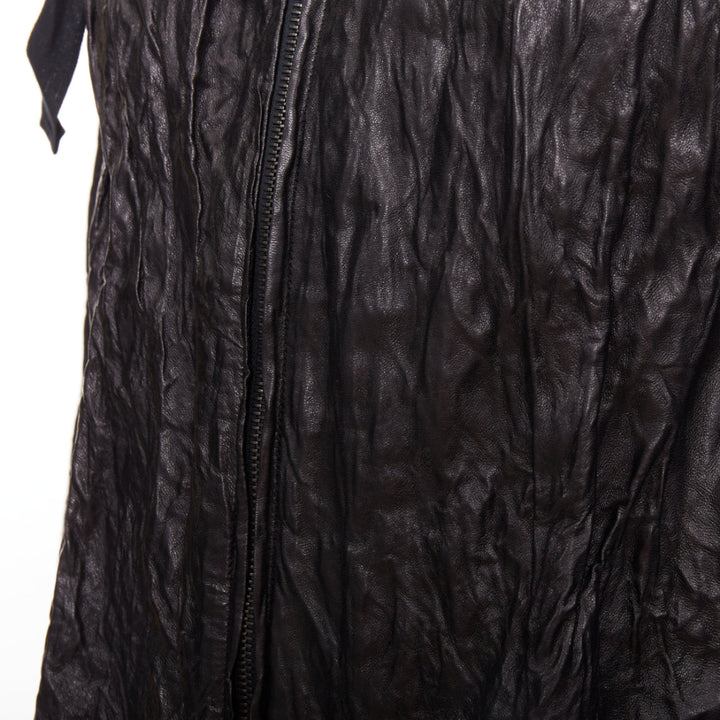 PRADA 2011 Vintage black 100% lambskin crinkled hooded jacket IT36 XXS