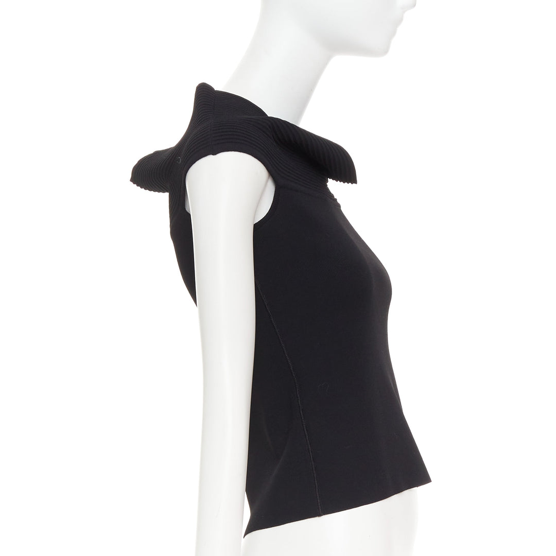 OSCAR DE LA RENTA R10 black viscose blend cowl neck short top S