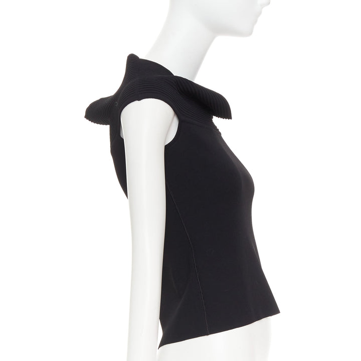 OSCAR DE LA RENTA R10 black viscose blend cowl neck short top S