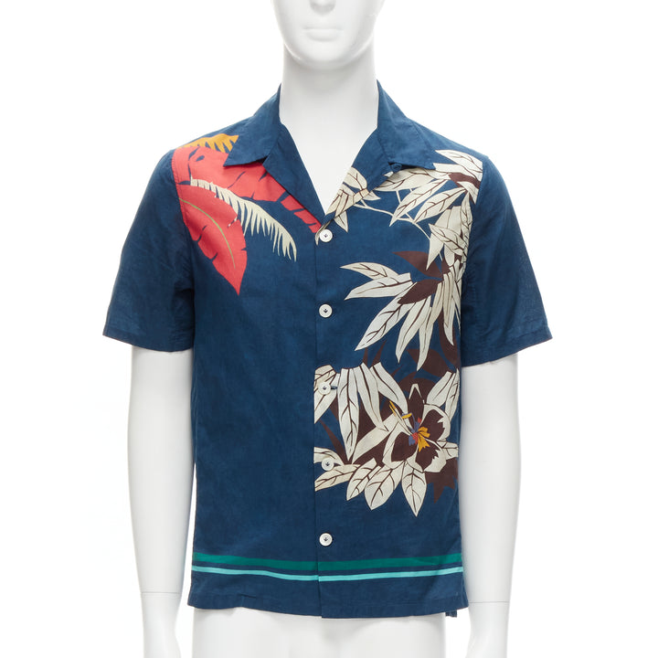 VALENTINO 100% cotton blue Hawaiian floral print button down shirt EU37 XS