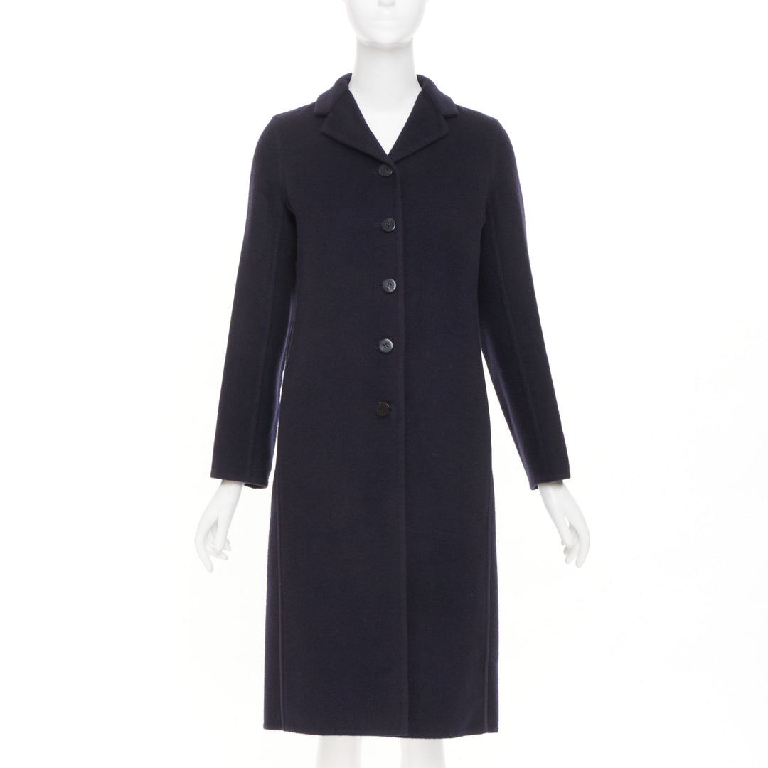 HERMES solid black double face pure cashmere single breasted outerwear FR34 XS