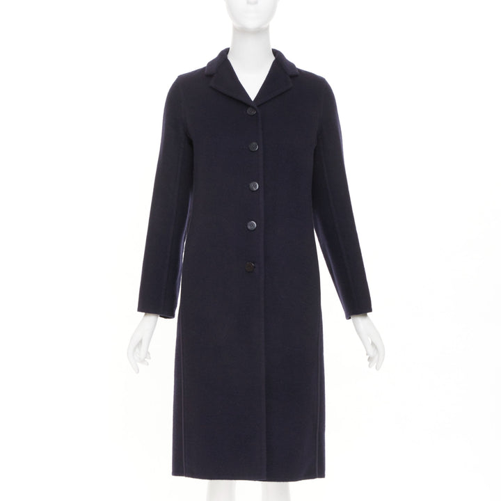HERMES solid black double face pure cashmere single breasted outerwear FR34 XS