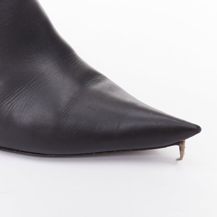 BALENCIAGA Essex 80 black leather gold buckle ankle boots EU36