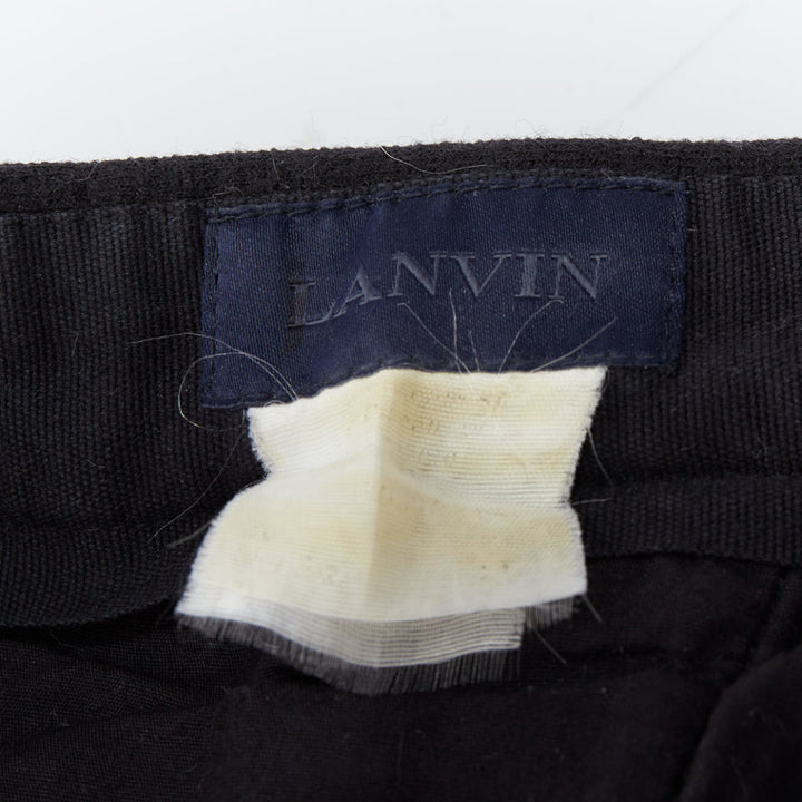 LANVIN black wool like back pockets knitted hem jogger pants