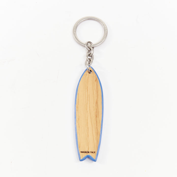 SAINT LAURENT 2022 Surf Keyring surfboard light brown oak wood blue bag charm