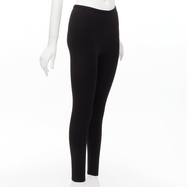 ALAIA black wool blend minimal classic soft skinny long legging FR38 M