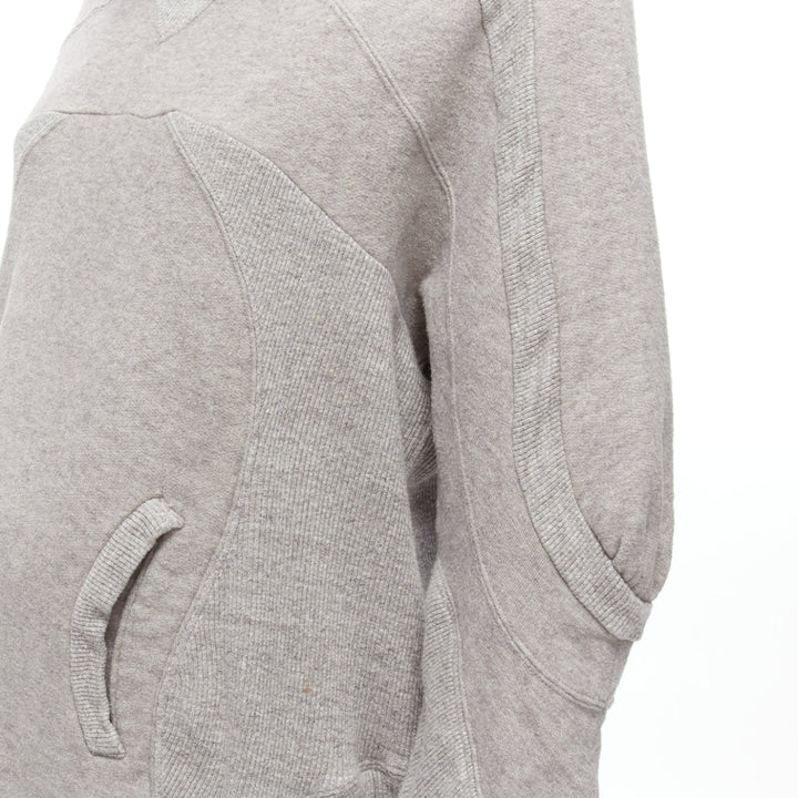 UNDERCOVER grey cotton wool panelled sleeves oversized hooded sweatshirt JP1 S