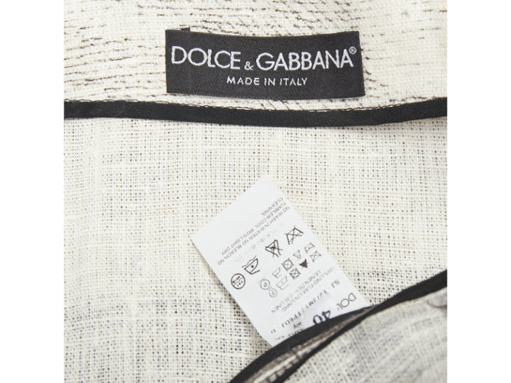 DOLCE GABBANA 2014 cream linen grey Greek Temple printed flax crop jacket IT40 S