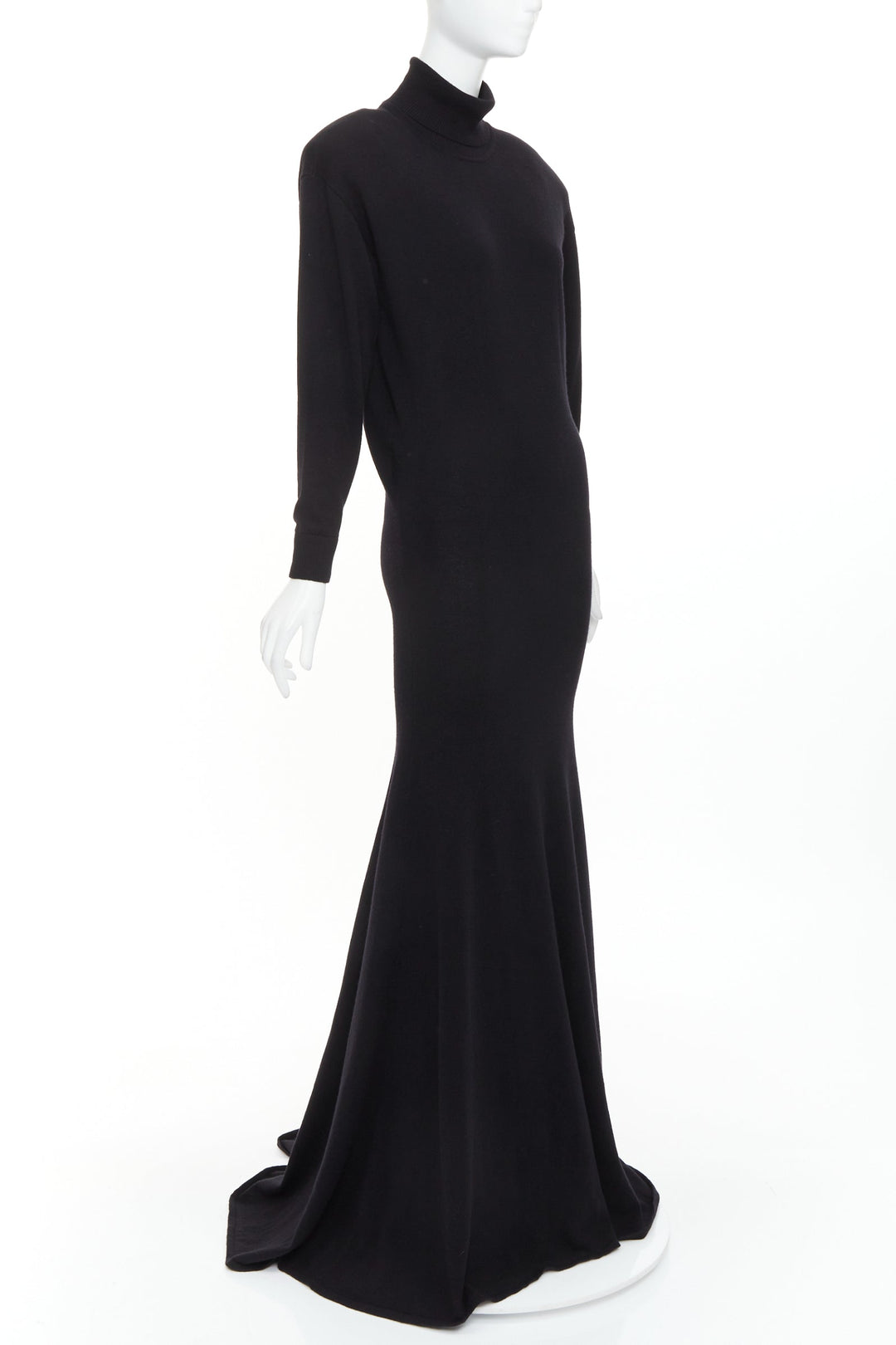 SAINT LAURENT 2022 Runway 100% cashmere turtleneck Power shoulder gown XS