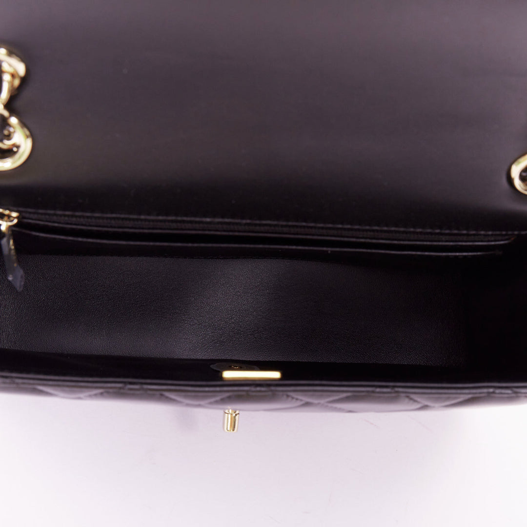 CHANEL 2025 Graphic Frame black quilted lambskin piping mini square flap bag