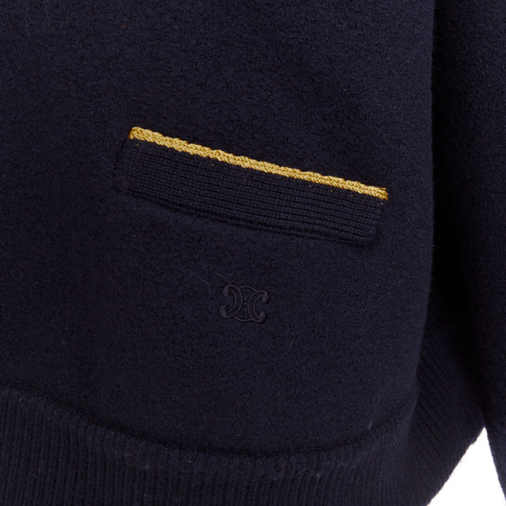 CELINE Cropp Military Vareuse wool gold trim Triomphe sailor collar pullover M