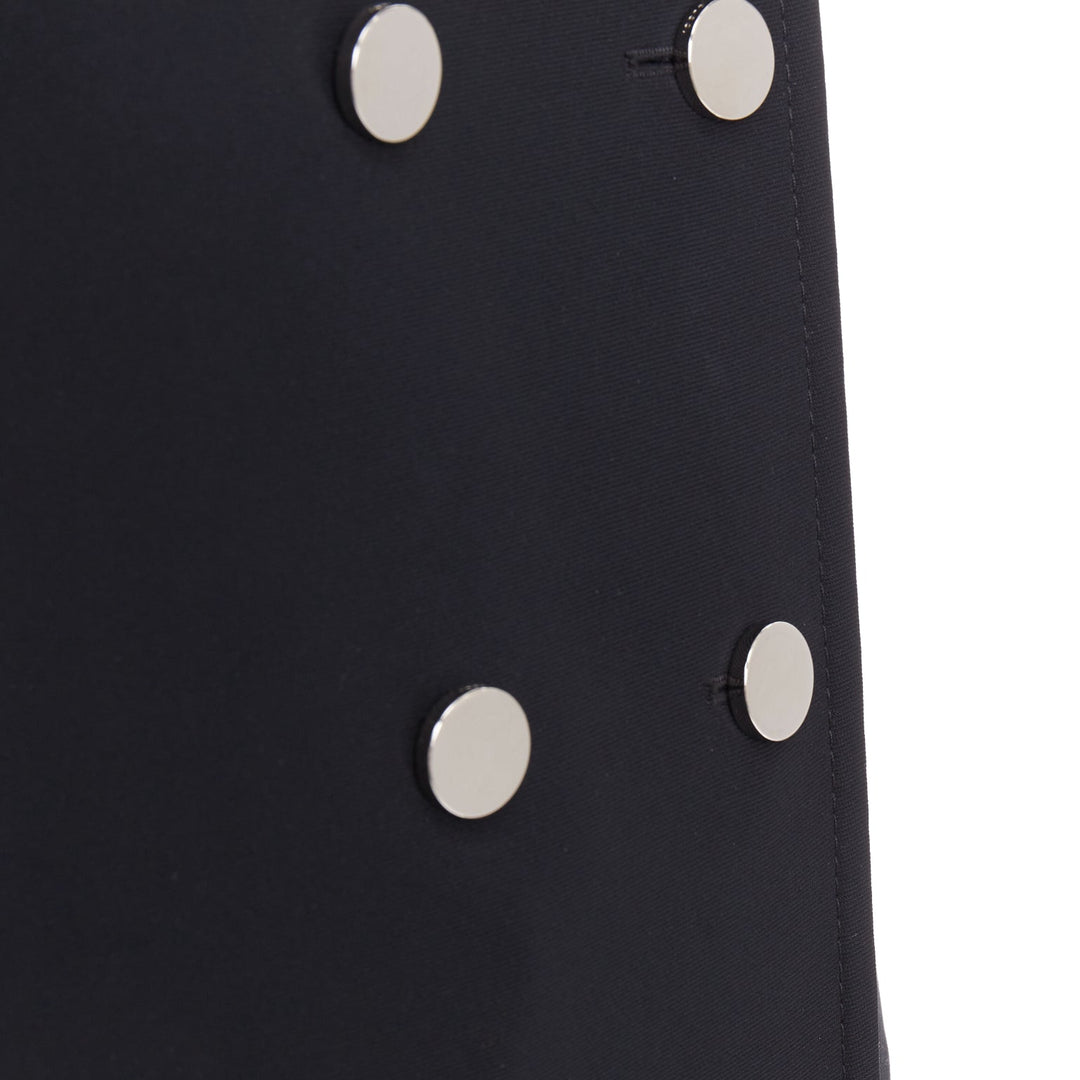 GUCCI black silver mirrored buttons double breasted military coat IT36 XXS