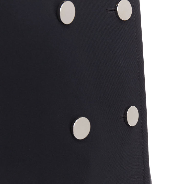 GUCCI black silver mirrored buttons double breasted military coat IT36 XXS