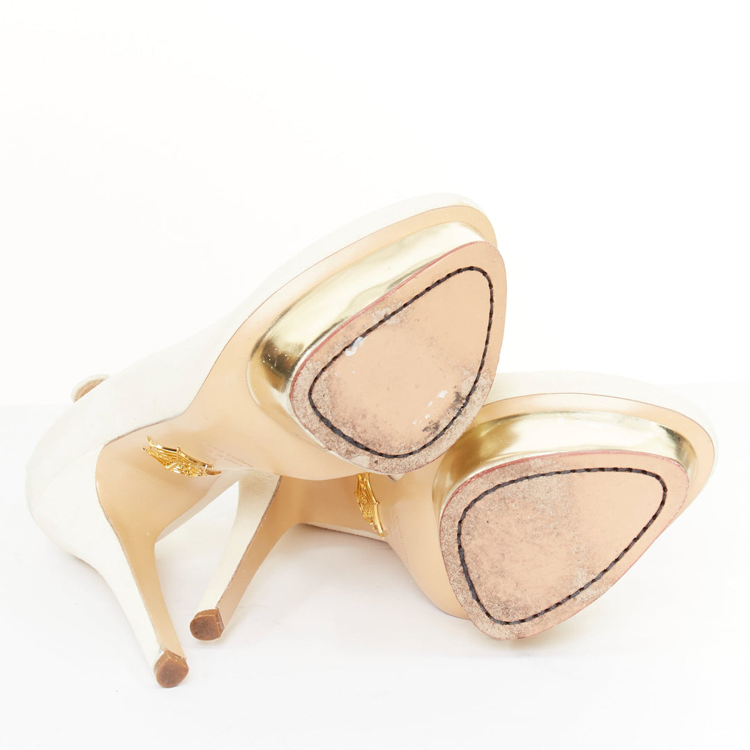 CHARLOTTE OLYMPIA 2011 Dolly cream suede gold island platform pumps EU36