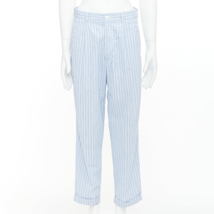 COMME DES GARCONS Shirt blue striped cotton poplin pajama style pants S
