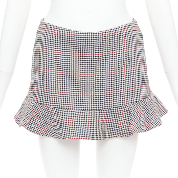 RED VALENTINO red black houndstooth check print flare mini skort IT36 XXS
