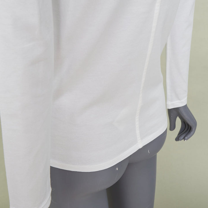 THE ROW Core Essentials Back Seam optic white combed cotton long sleeve top XS