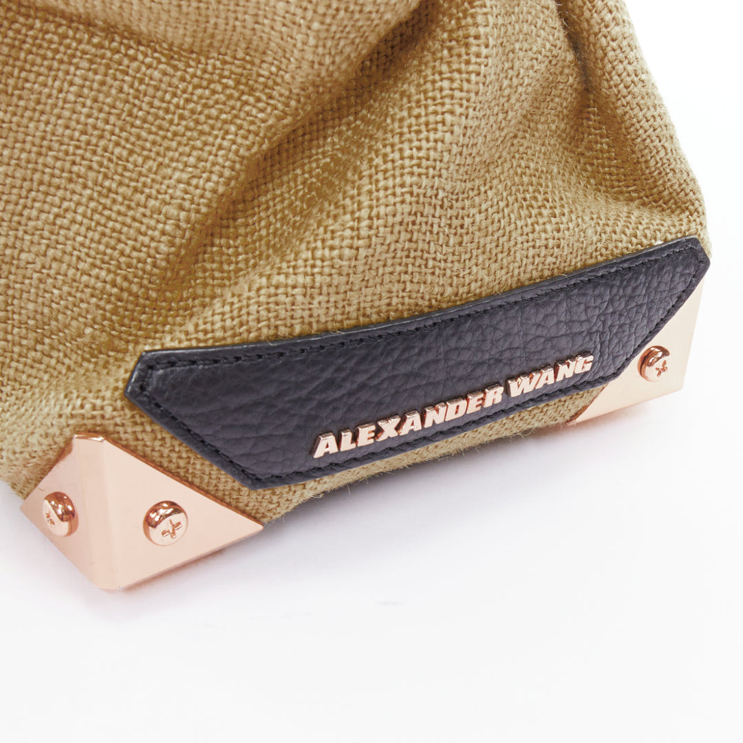 ALEXANDER WANG Adele beige black canvas metal corner lunch clutch bag