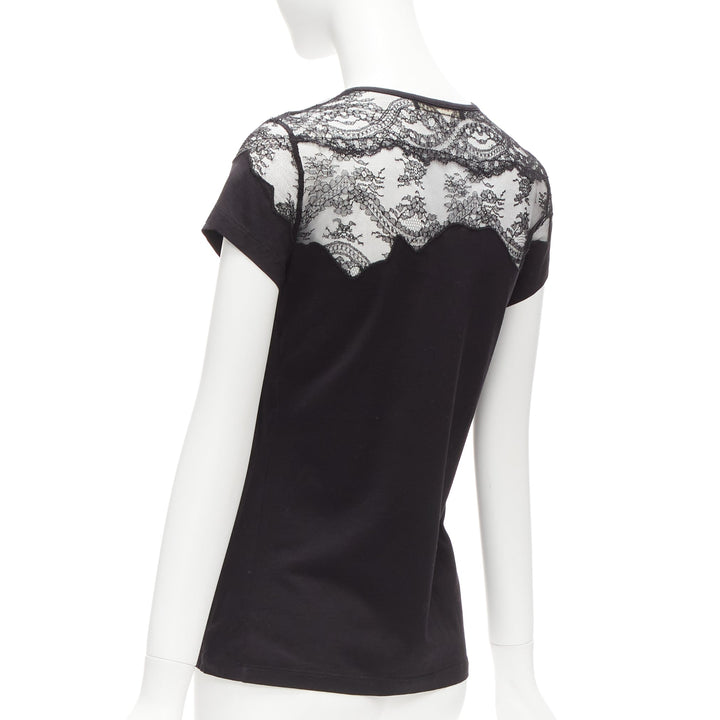BALENCIAGA T'S 2008 black lace shoulder insert black tshirt top FR38 M