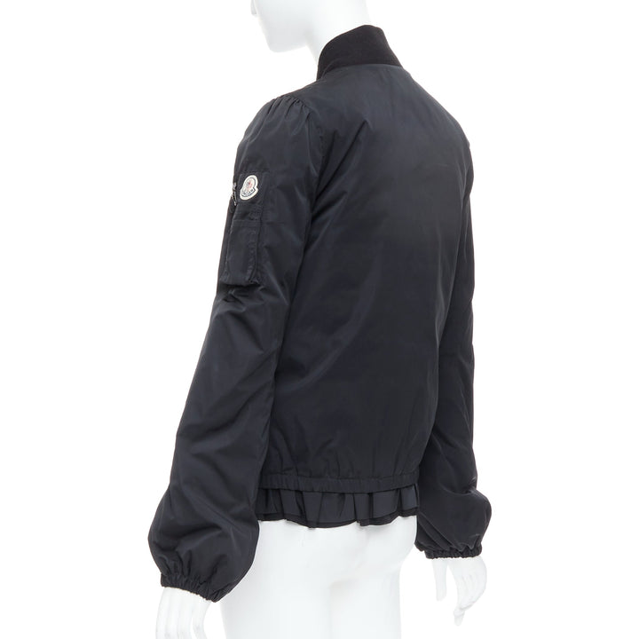 MONCLER G32-003 black logo puffer mesh trim nylon bomber Sz.2 M