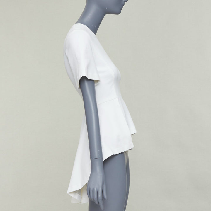 ROSETTA GETTY cream silk trim peplum cascade high low top top XS