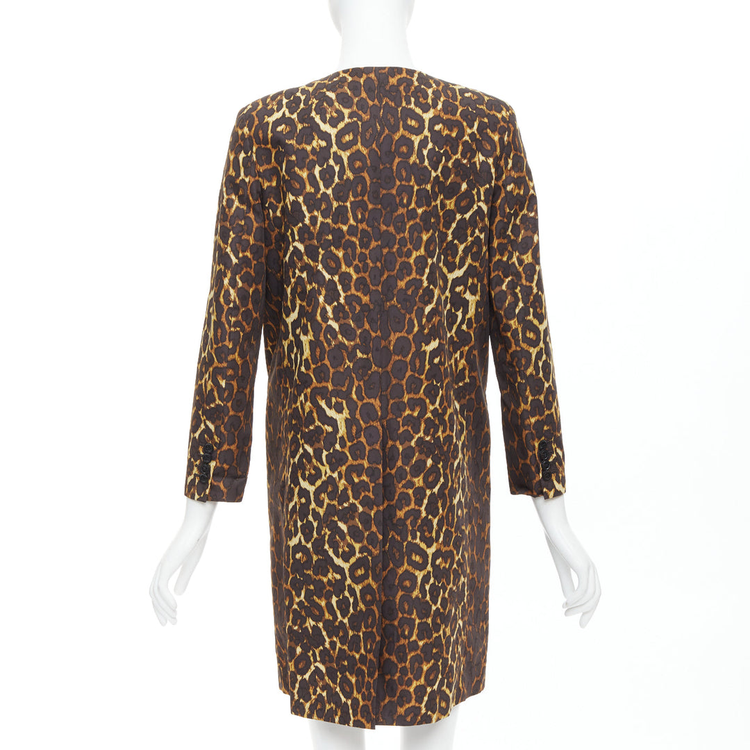 TOGA PULLA brown leopard animal print padded shoulder coat JP1 S