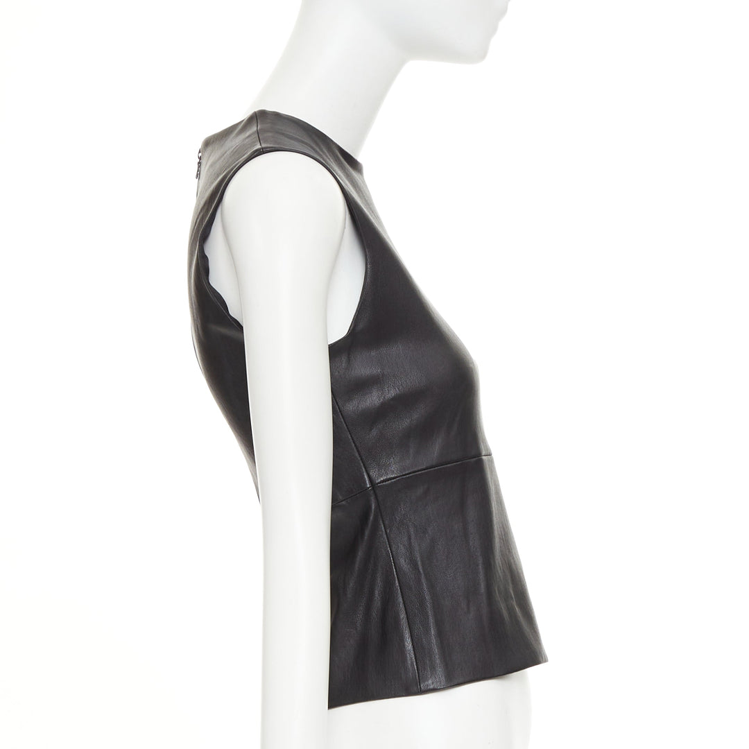 THE ROW soft lambskin stretch minimal seam sleeveless shell top US4 S