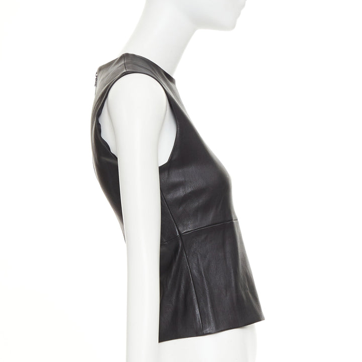 THE ROW soft lambskin stretch minimal seam sleeveless shell top US4 S