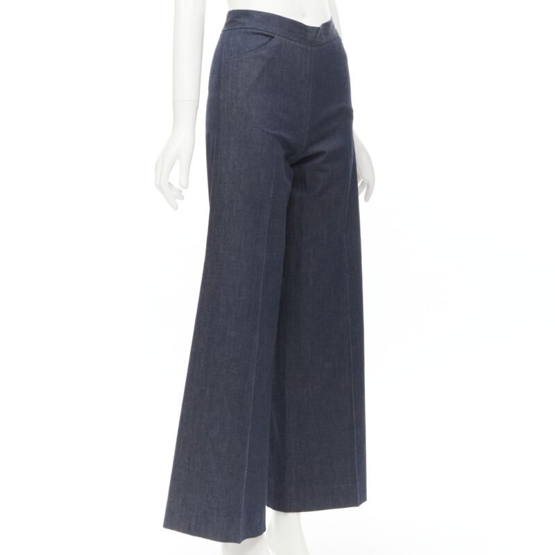 OSCAR DE LA RENTA blue cotton wide leg pants US0 XS