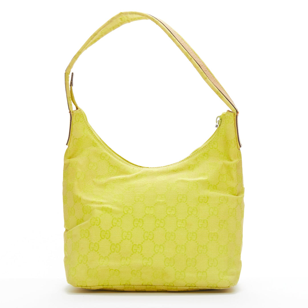 GUCCI Vintage yellow GG monogram canvas small hobo shoulder bag