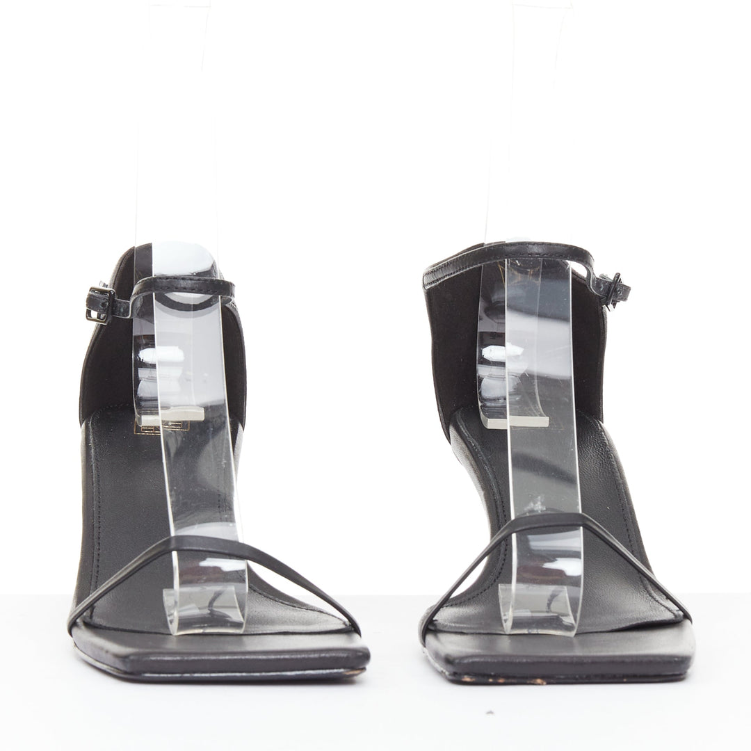 TOTEME The Strappy Heel 55 black leather square toe thin strap sandals EU36
