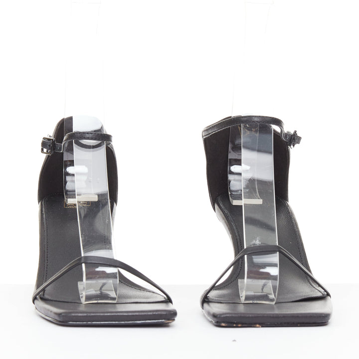 TOTEME The Strappy Heel 55 black leather square toe thin strap sandals EU36
