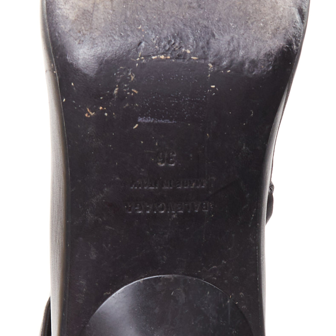 BALENCIAGA Essex 80 black leather gold buckle ankle boots EU36