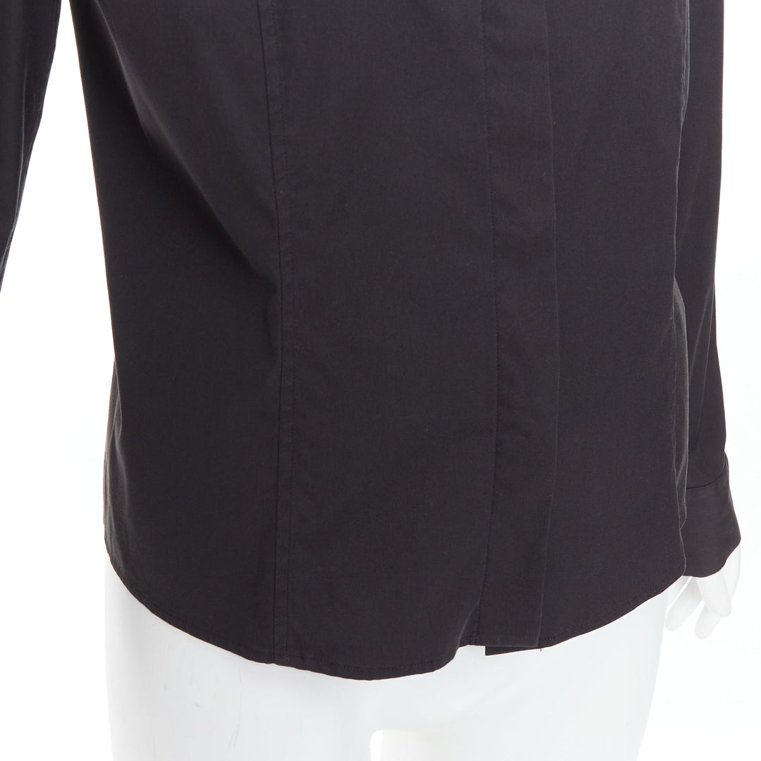 GUCCI Tom Ford 2000 black cotton blend slim fit panelled shirt IT46 XL