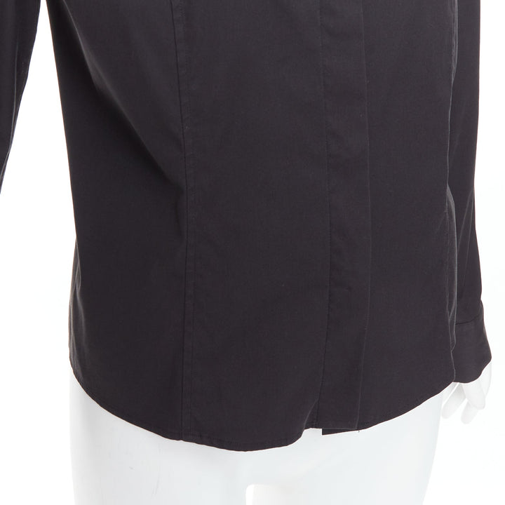 GUCCI Tom Ford 2000 black cotton blend slim fit panelled shirt IT46 XL