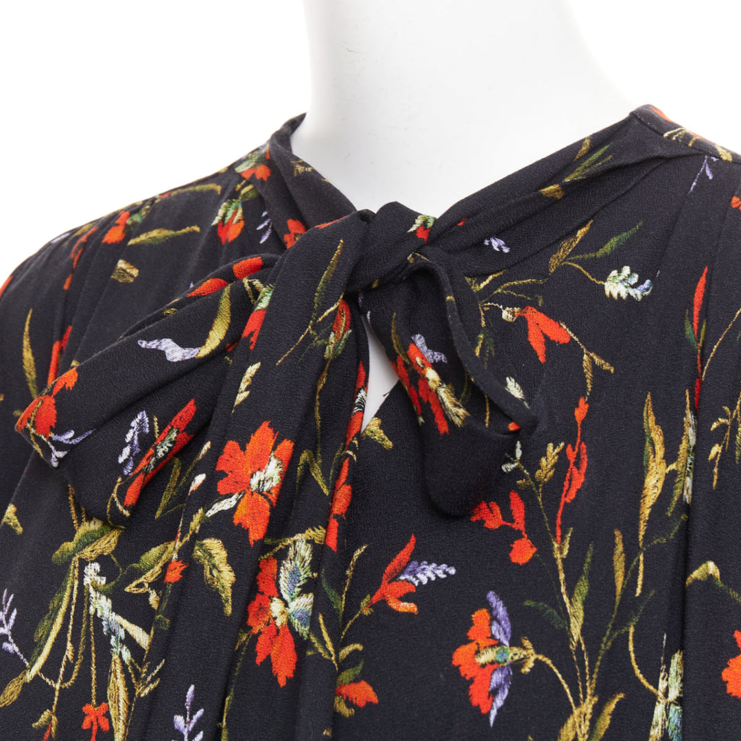 BALENCIAGA 2016 Runway black red floral Voluminous pleat maxi tent dress FR36 S