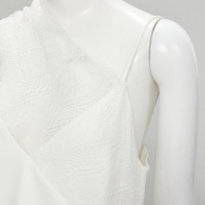 CHRISTOPHER ESBER white asymmetric lace trim camisole slip top UK10 M