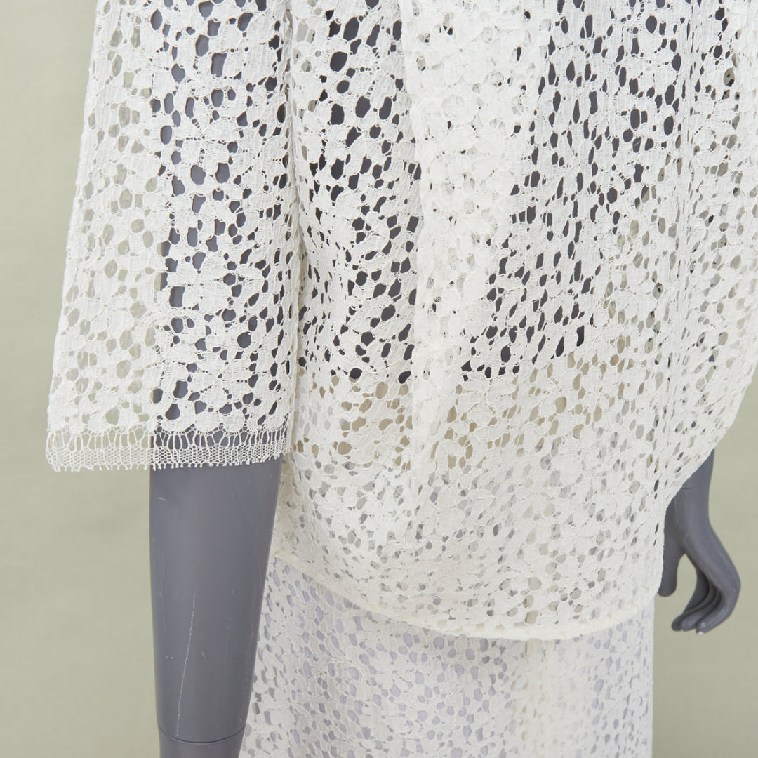 MARIA MCMANUS 2022 Organic Cotton Openwork Floral Lace elegant top skirt set XS