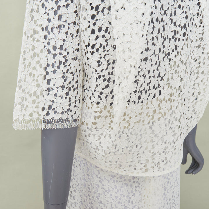 MARIA MCMANUS 2022 Organic Cotton Openwork Floral Lace elegant top skirt set XS