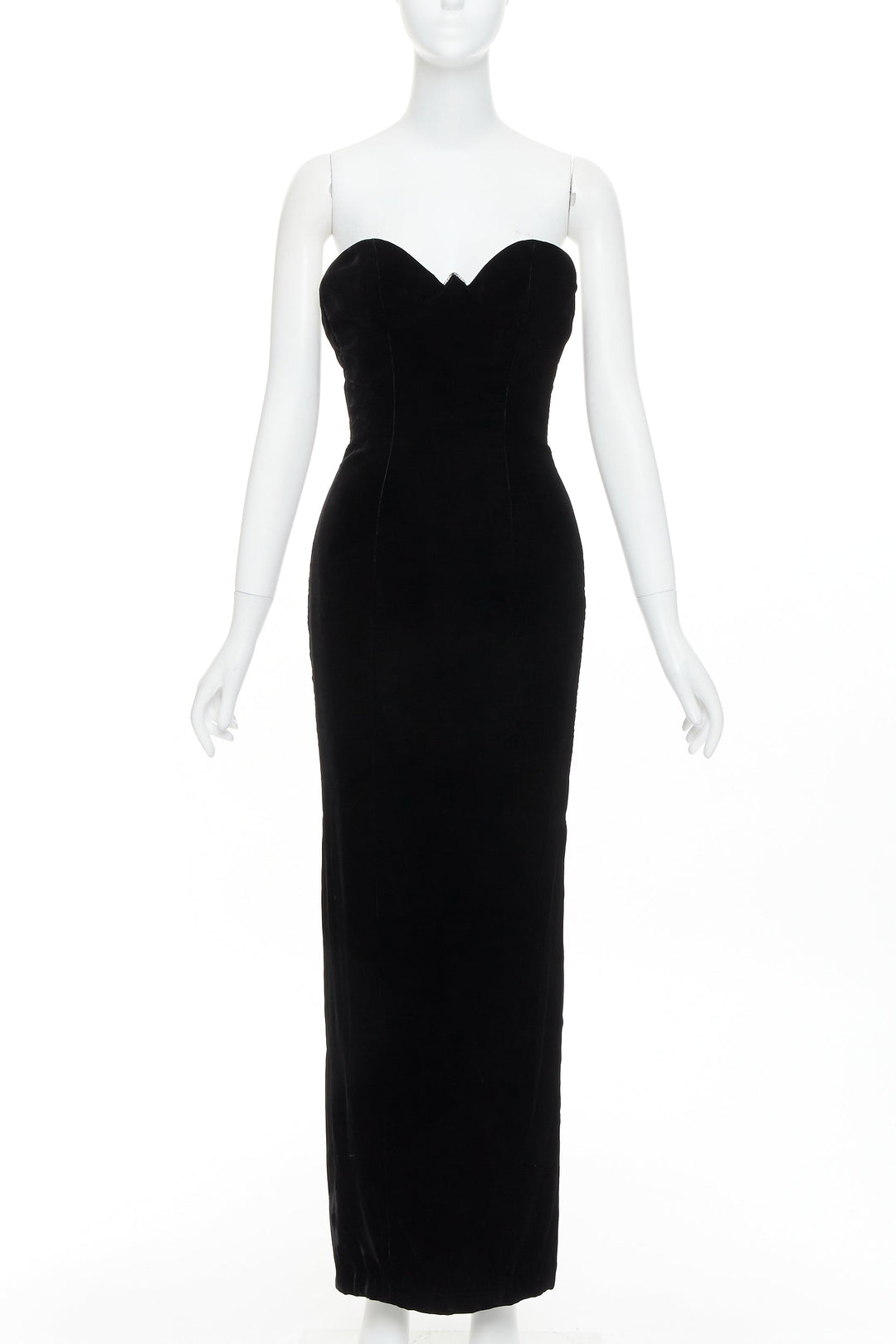 ALEXANDRE VAUTHIER black velvet crystal bustline sweetheart strapless gown
